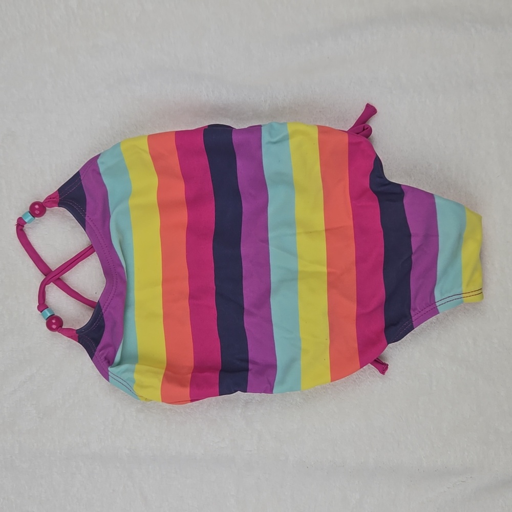 NWOT Baby Gap 12-18mo Rainbow One Piece Swimsuit Beaded Straps